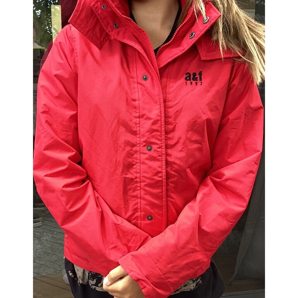 Abercrombie Boy Youth Jacket The A&F all-season weather warrior  Sz XL red Hood - Picture 3 of 10